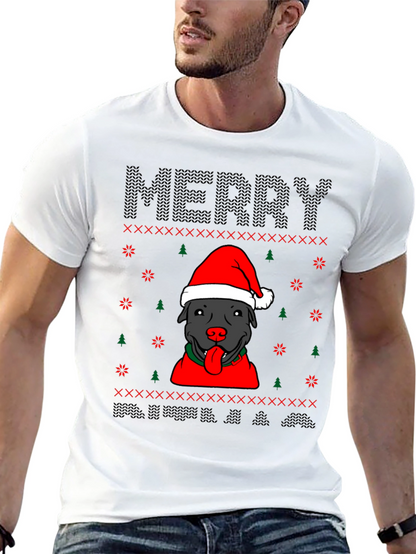 Camiseta Navideña Perro Pitbull Festiva