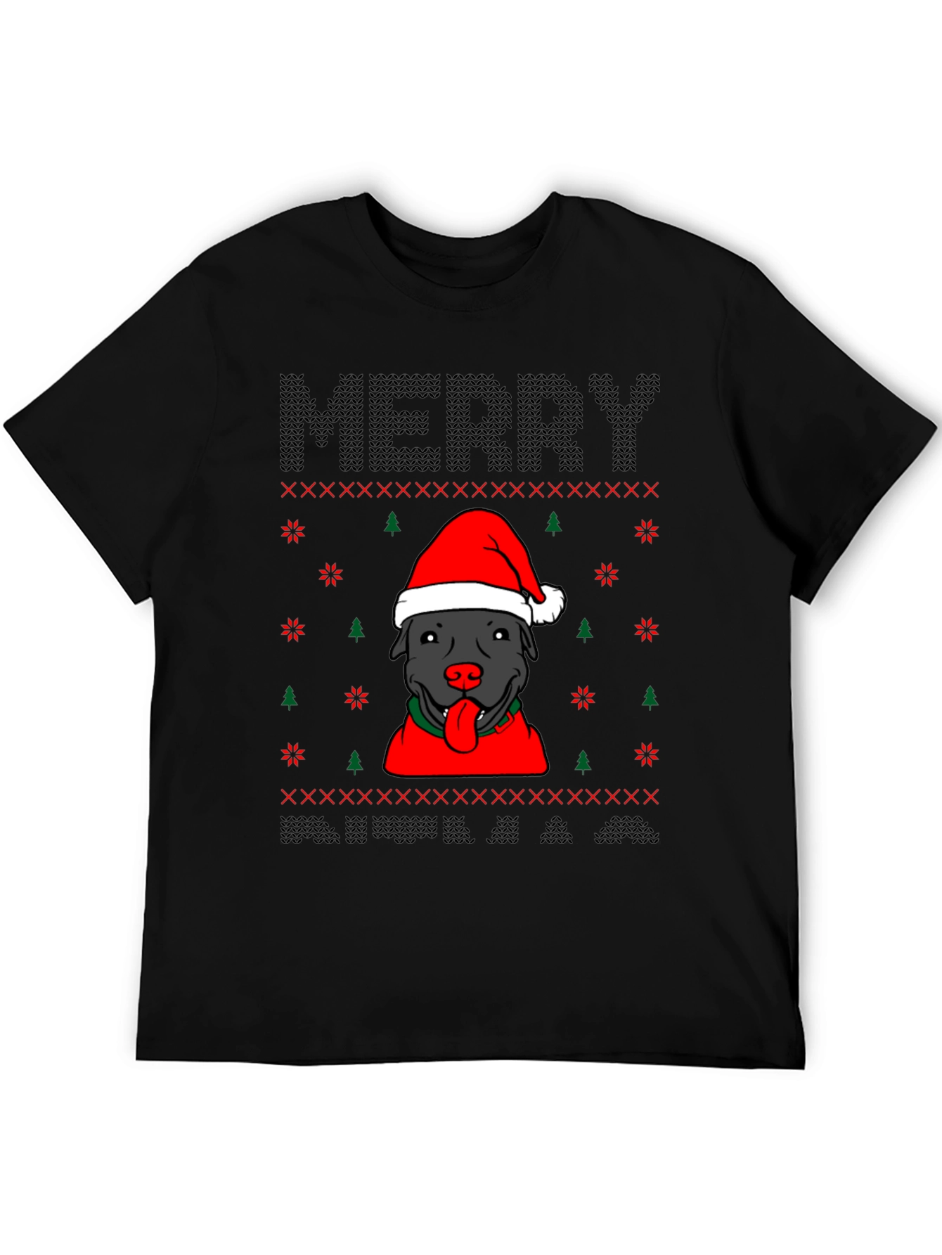 Camiseta Navideña Perro Pitbull Festiva