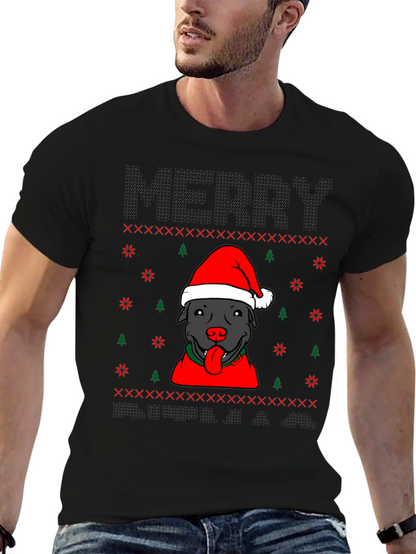 Camiseta Navideña Perro Pitbull Festiva