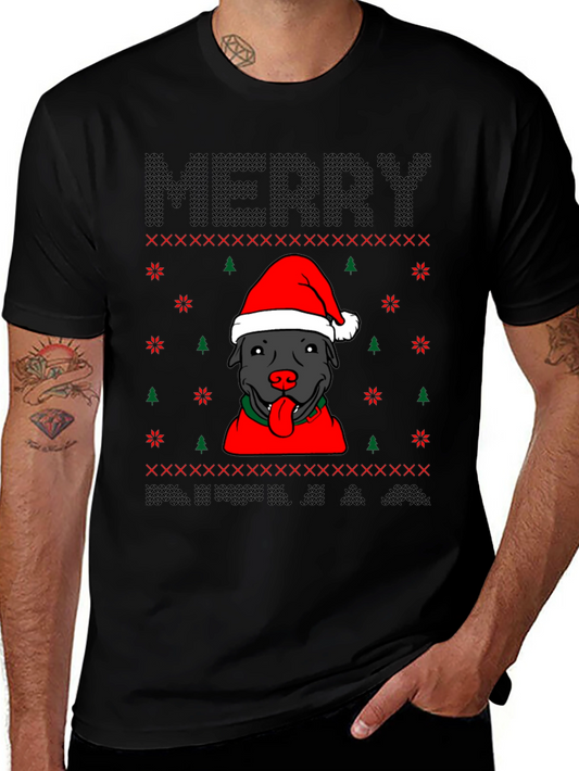 Camiseta Navideña Perro Pitbull Festiva