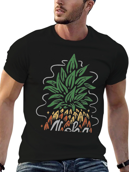 Camiseta Negra Aloha Piña Estilo Verano