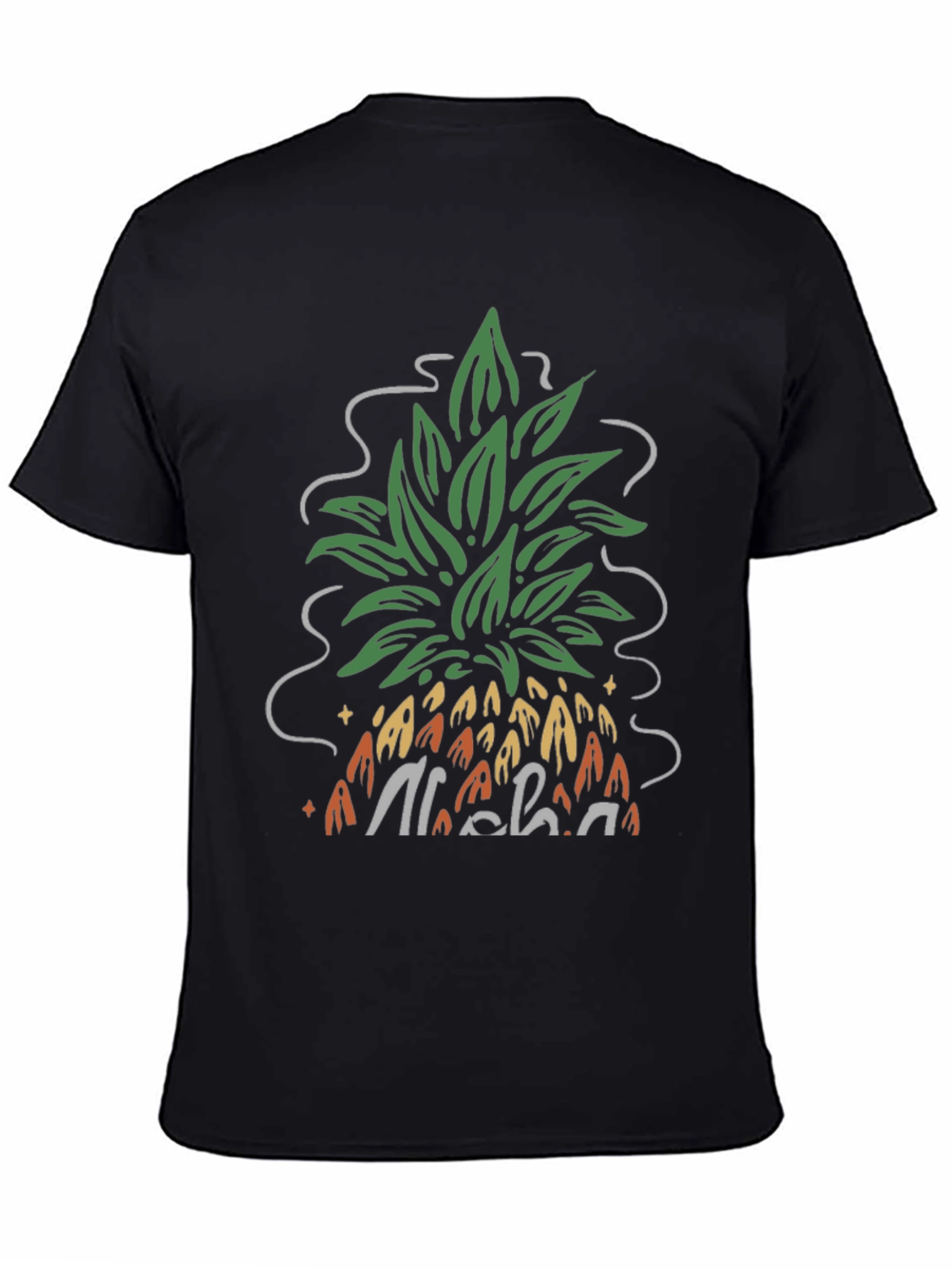 Camiseta Negra Aloha Piña Estilo Verano