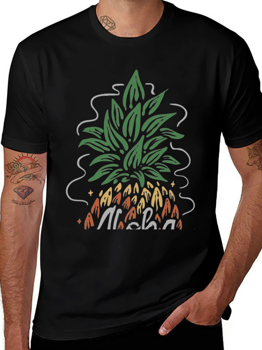 Camiseta Negra Aloha Piña Estilo Verano