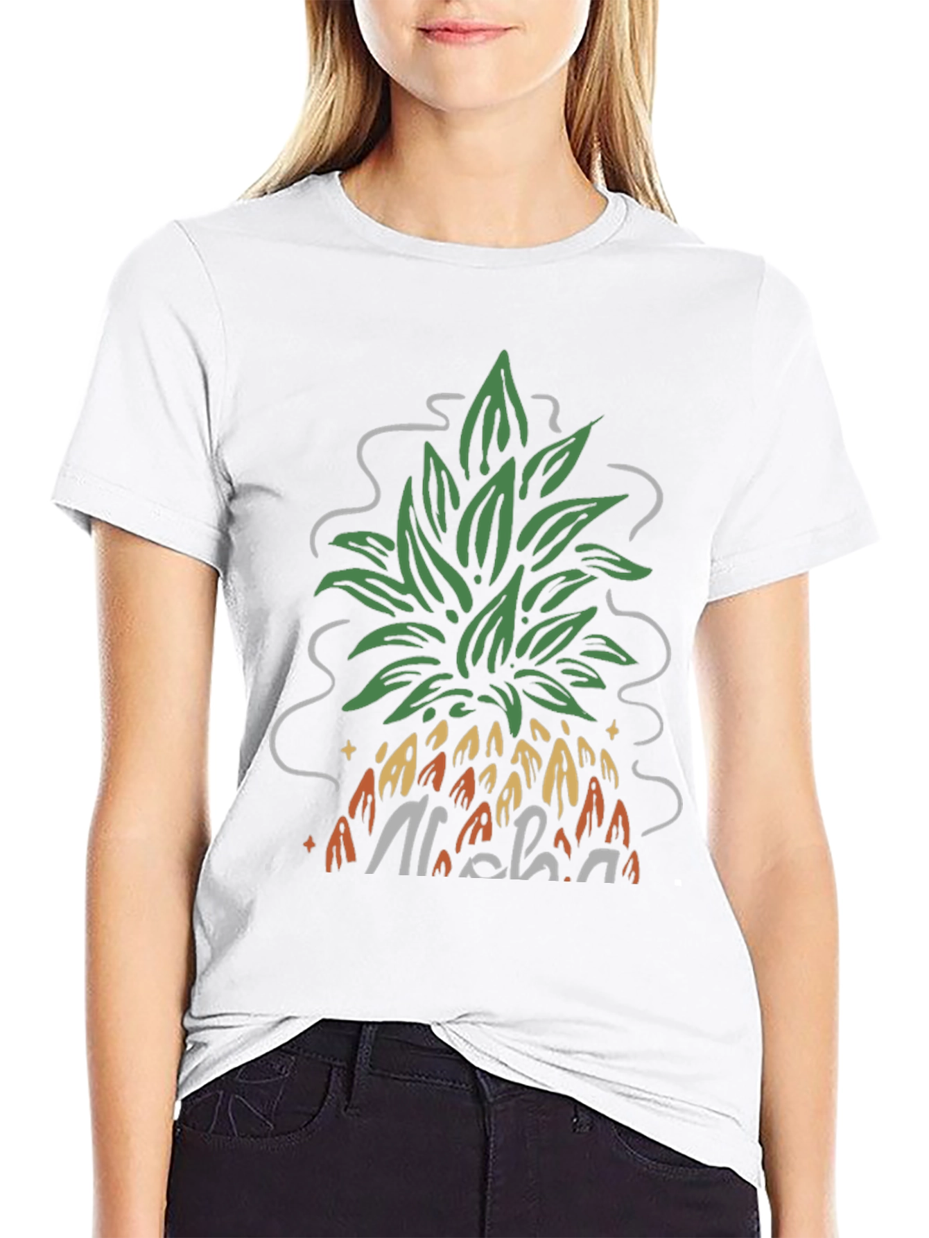 Camiseta Negra Aloha Piña Estilo Verano