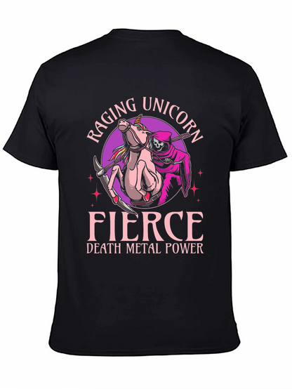 Camiseta Negra Raging Unicorn Fierce