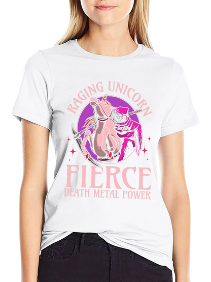 Camiseta Negra Raging Unicorn Fierce