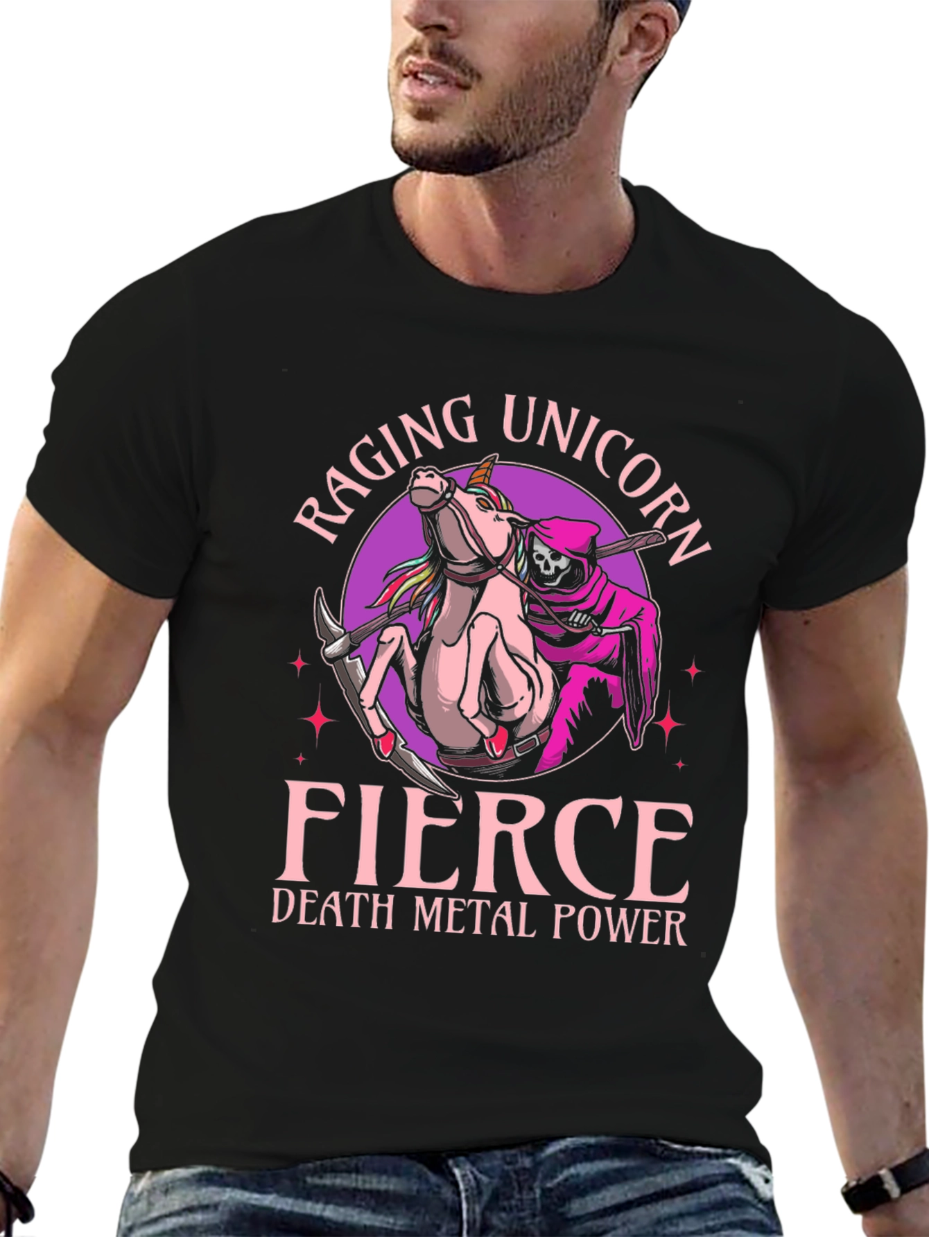 Camiseta Negra Raging Unicorn Fierce