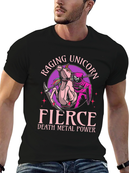 Camiseta Negra Raging Unicorn Fierce