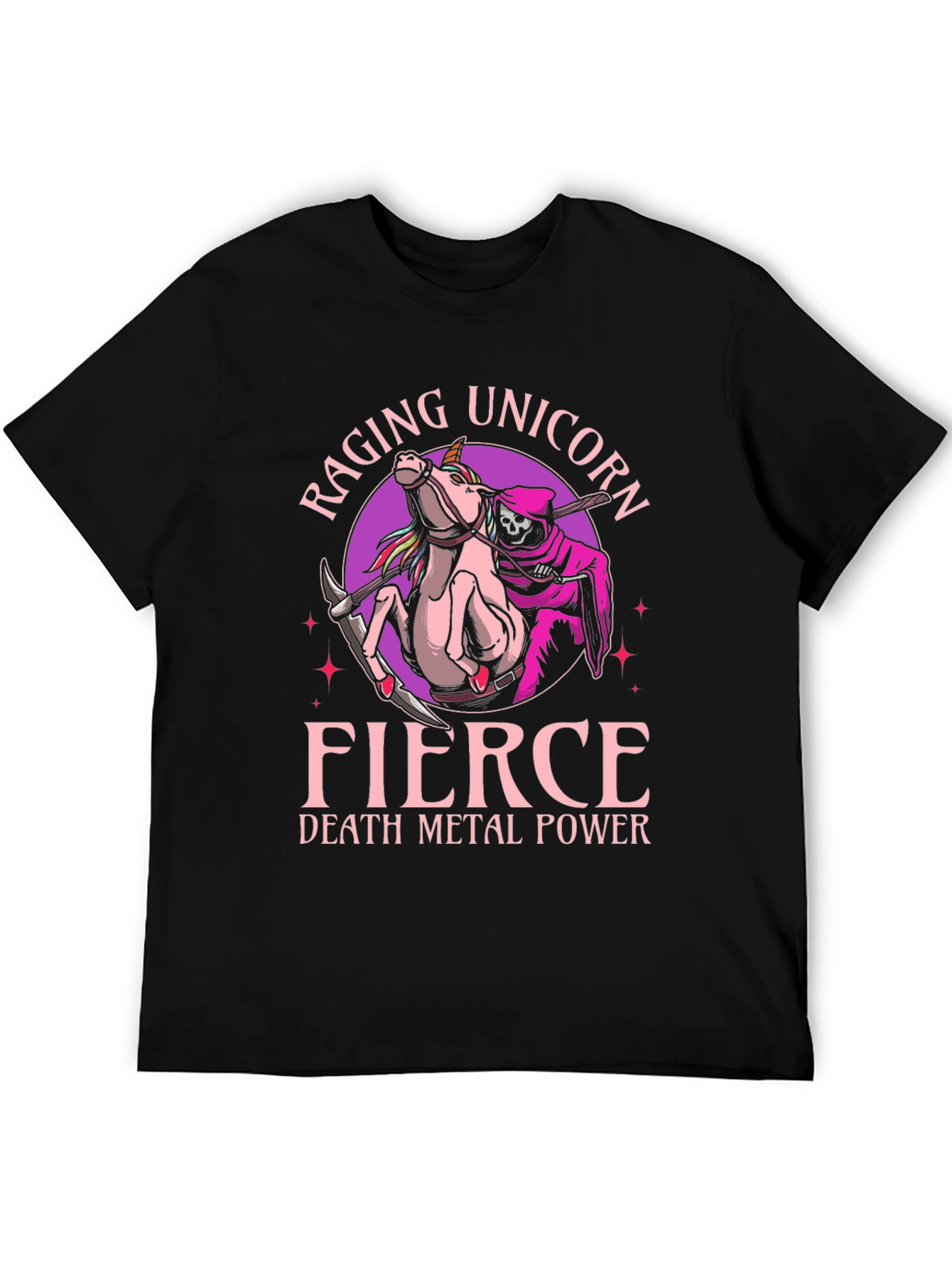 Camiseta Negra Raging Unicorn Fierce