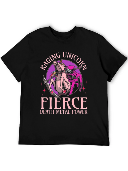 Camiseta Negra Raging Unicorn Fierce