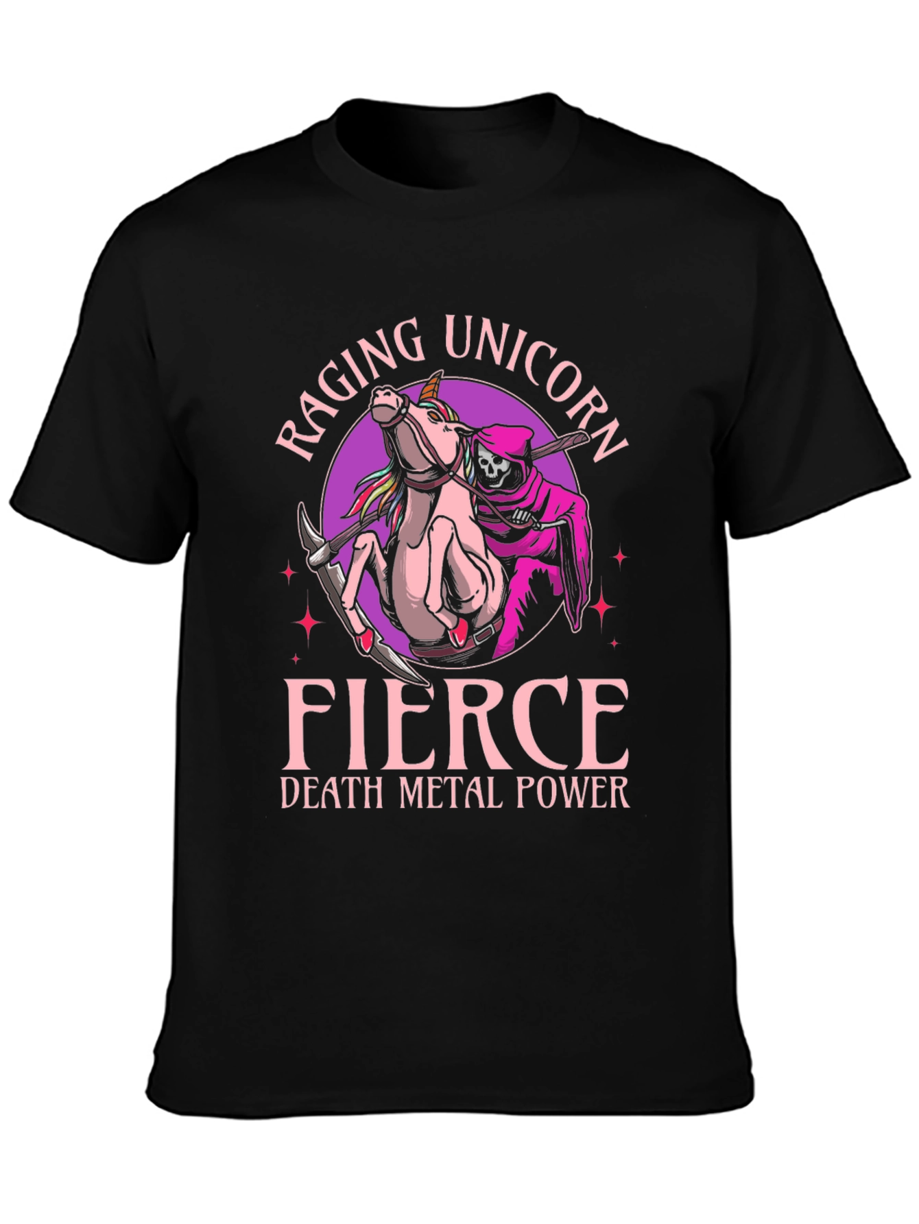 Camiseta Negra Raging Unicorn Fierce