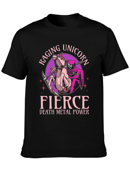 Camiseta Negra Raging Unicorn Fierce