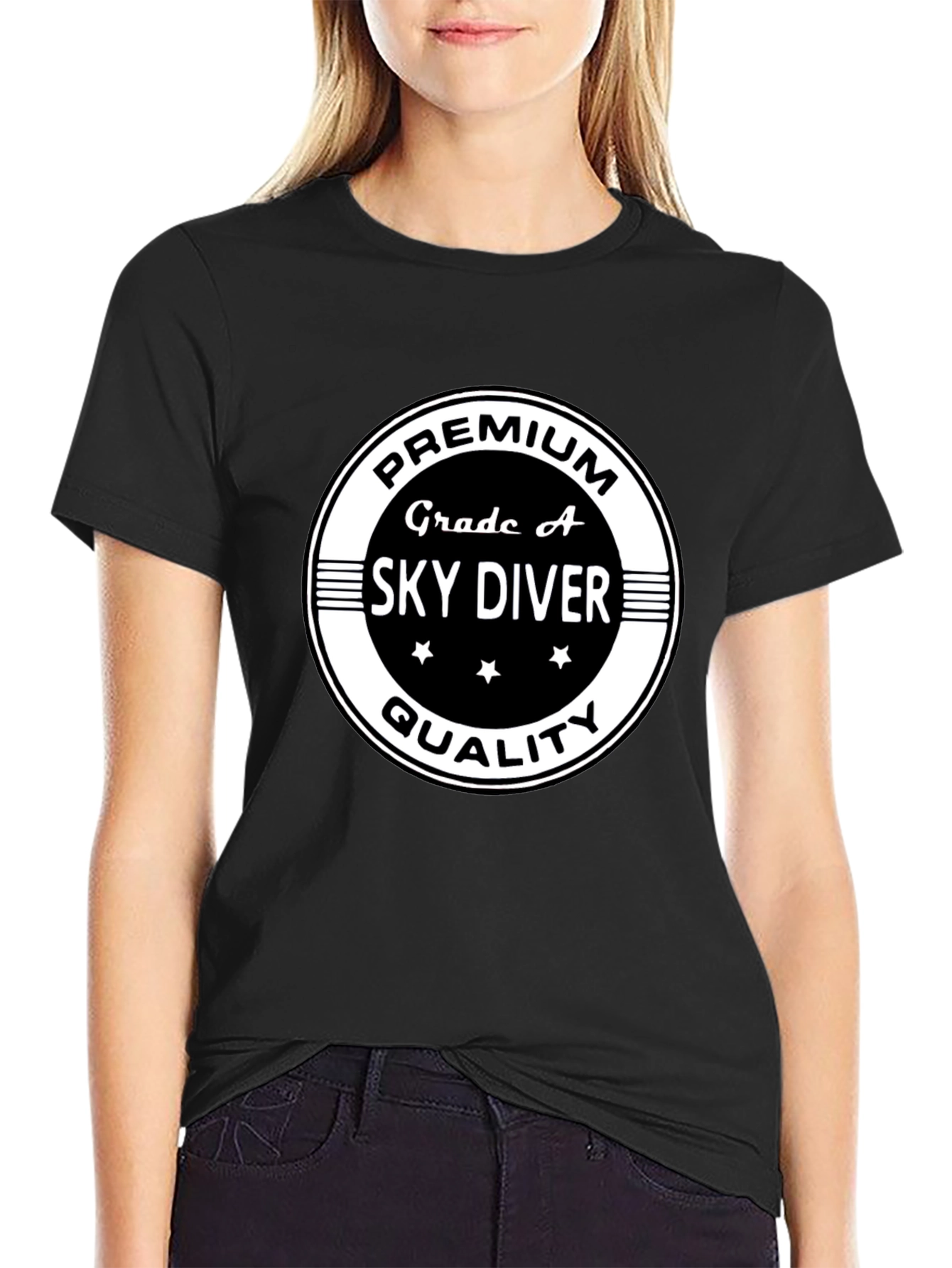 Camiseta Negra Premium Sky Diver Calidad
