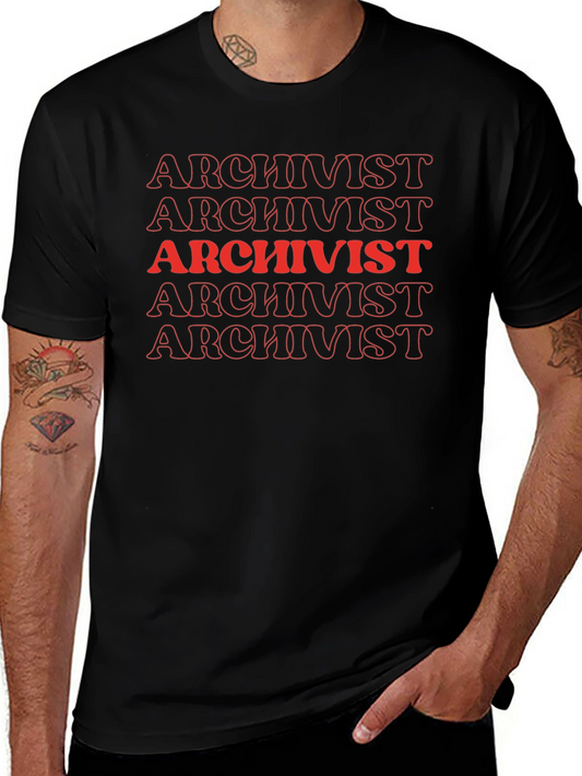 Camiseta Archivista Roja y Negra para Hombre