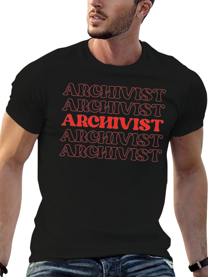 Camiseta Archivista Roja y Negra para Hombre