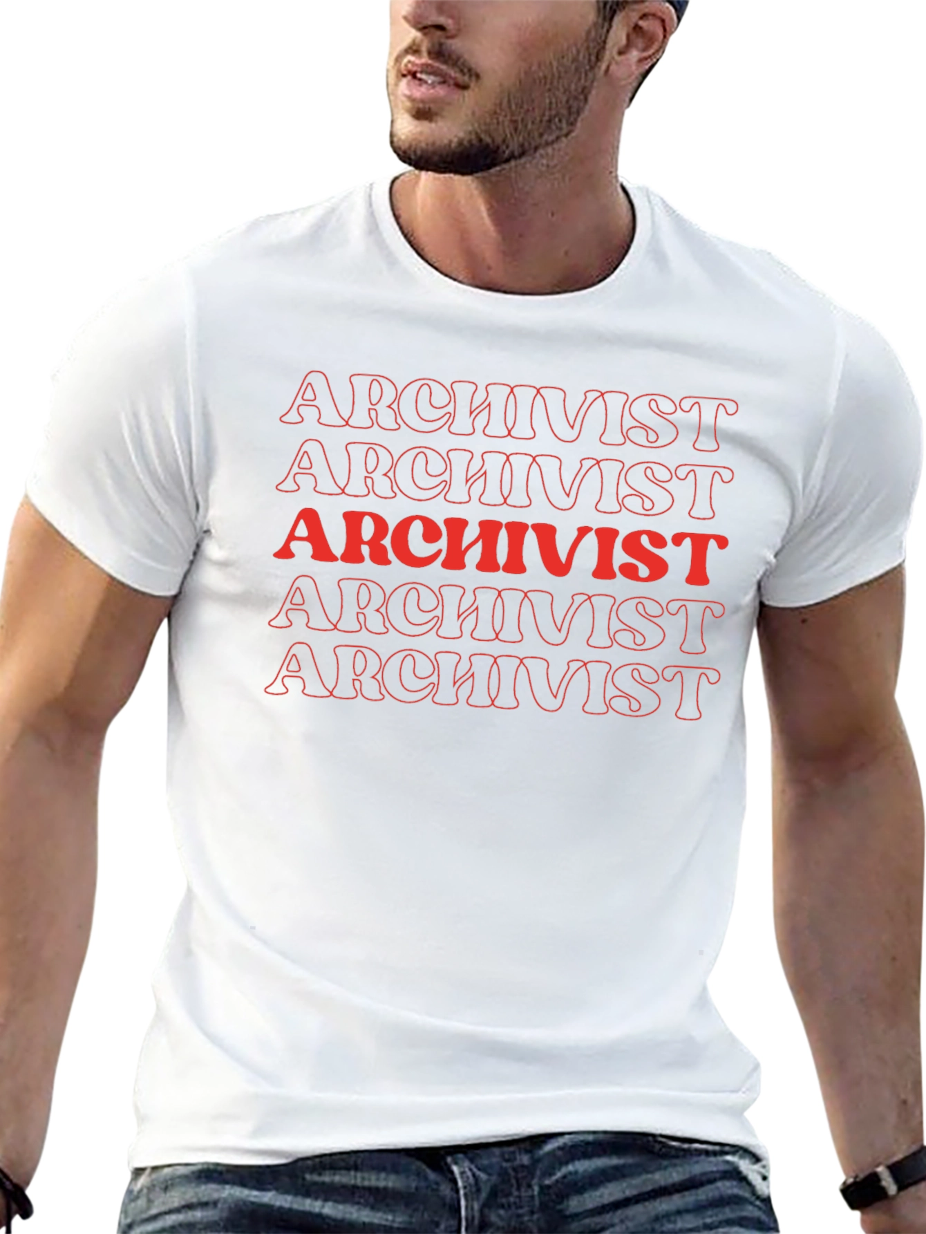 Camiseta Archivista Roja y Negra para Hombre