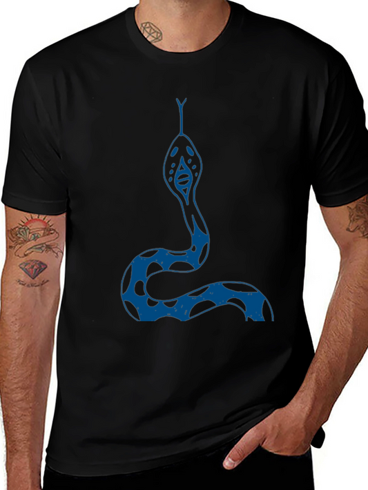 Camiseta Negra con Diseño de Serpiente Azul
