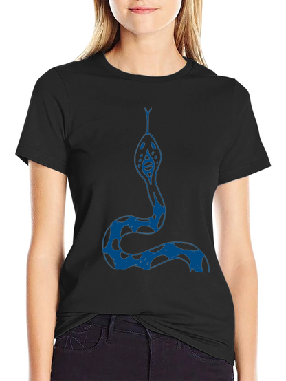 Camiseta Negra con Diseño de Serpiente Azul