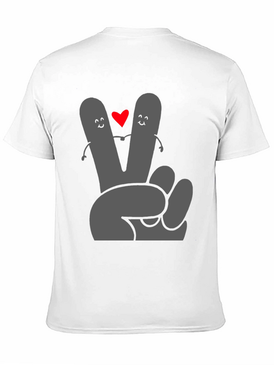 Camiseta Negra con Diseño Divertido de Amor y Paz
