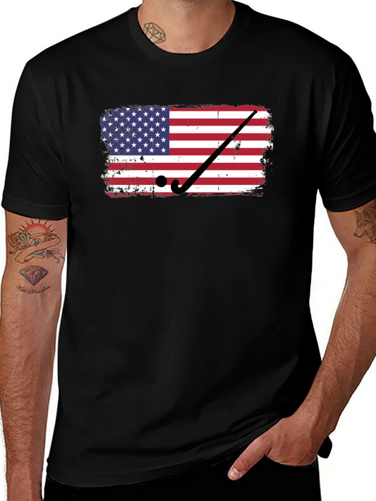 Camiseta Negra con Diseño de Bandera USA Hockey