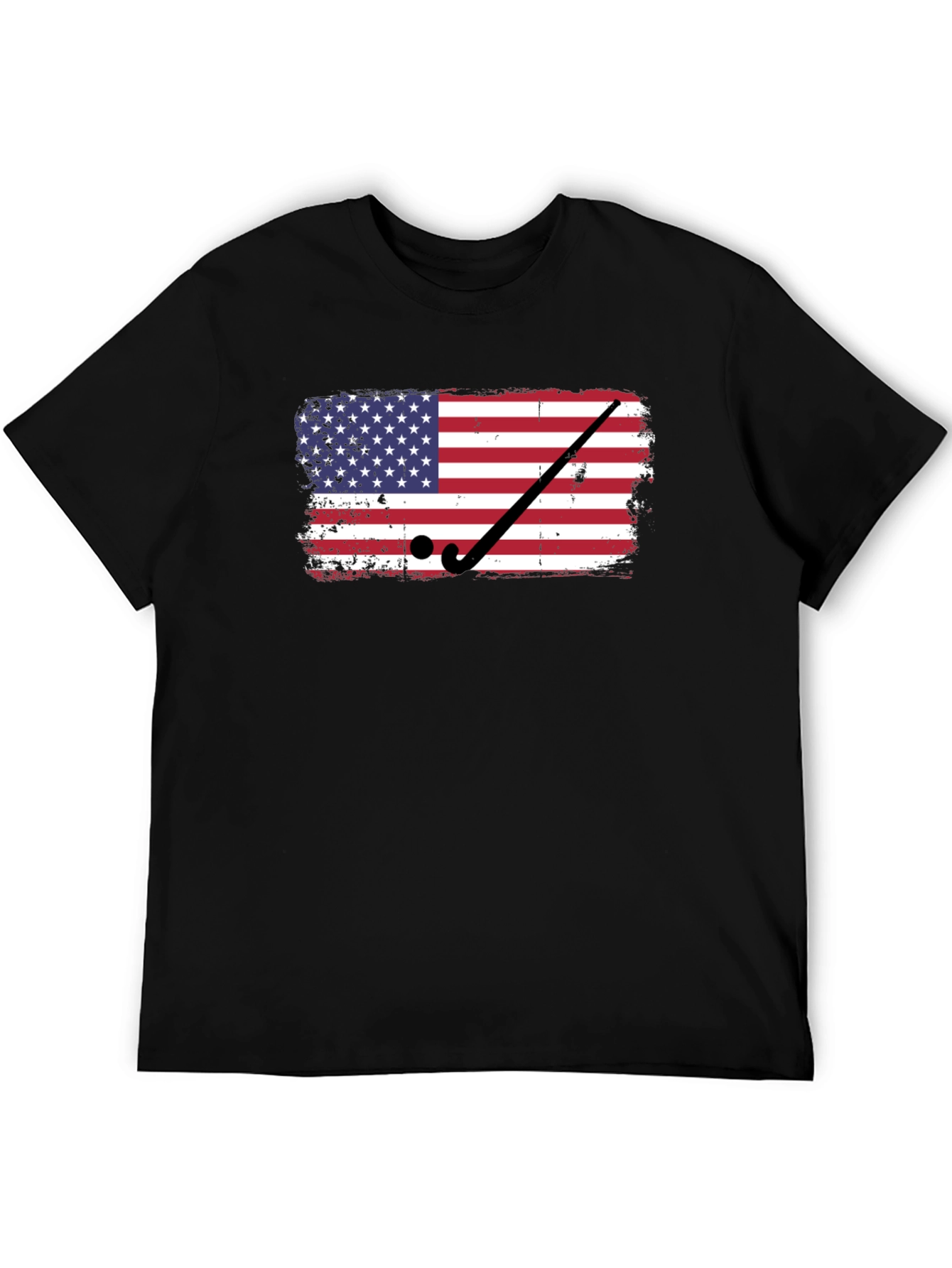 Camiseta Negra con Diseño de Bandera USA Hockey