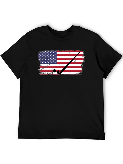 Camiseta Negra con Diseño de Bandera USA Hockey