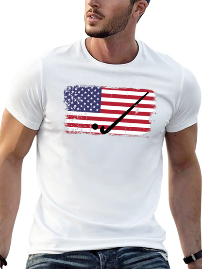 Camiseta Negra con Diseño de Bandera USA Hockey