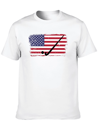 Camiseta Negra con Diseño de Bandera USA Hockey