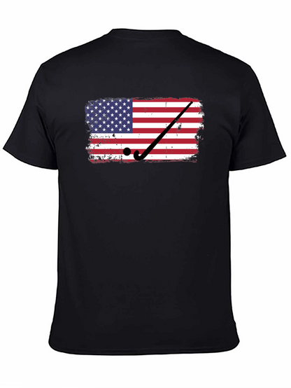 Camiseta Negra con Diseño de Bandera USA Hockey