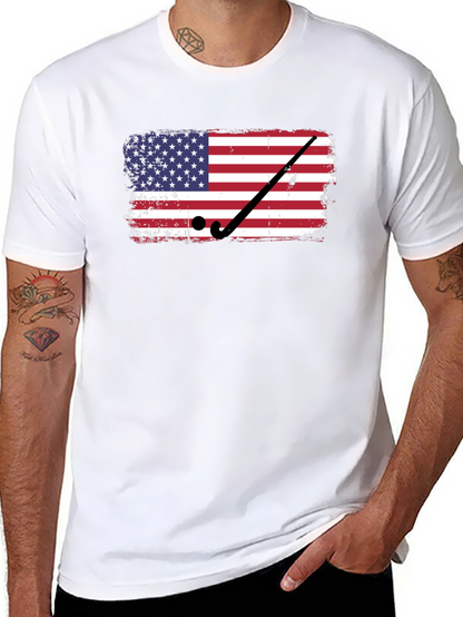 Camiseta Negra con Diseño de Bandera USA Hockey