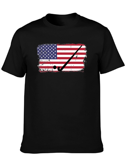 Camiseta Negra con Diseño de Bandera USA Hockey