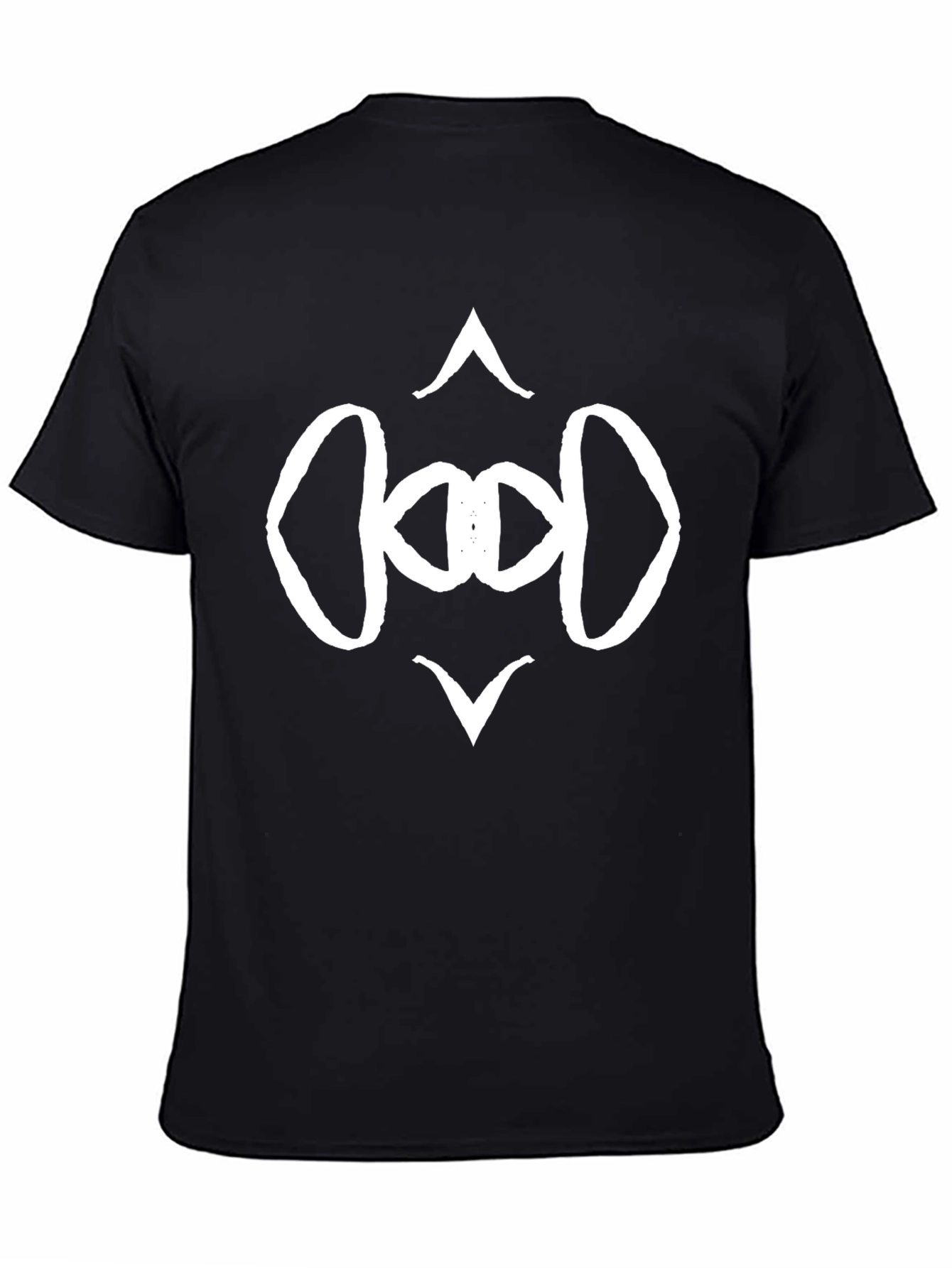 Camiseta Negra con Diseño Abstracto en Blanco