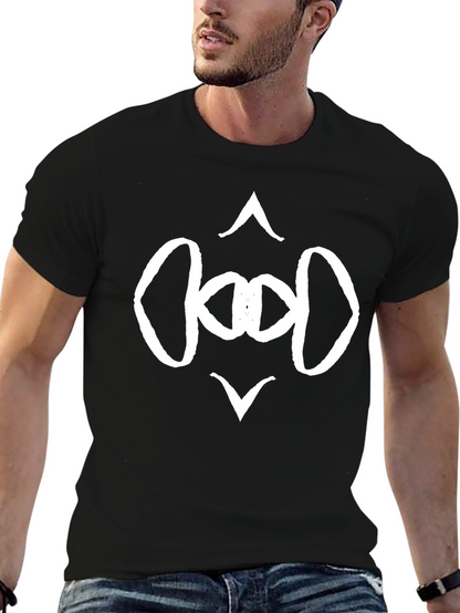 Camiseta Negra con Diseño Abstracto en Blanco