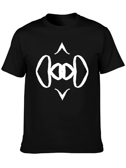 Camiseta Negra con Diseño Abstracto en Blanco