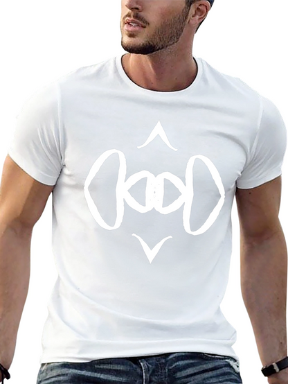 Camiseta Negra con Diseño Abstracto en Blanco