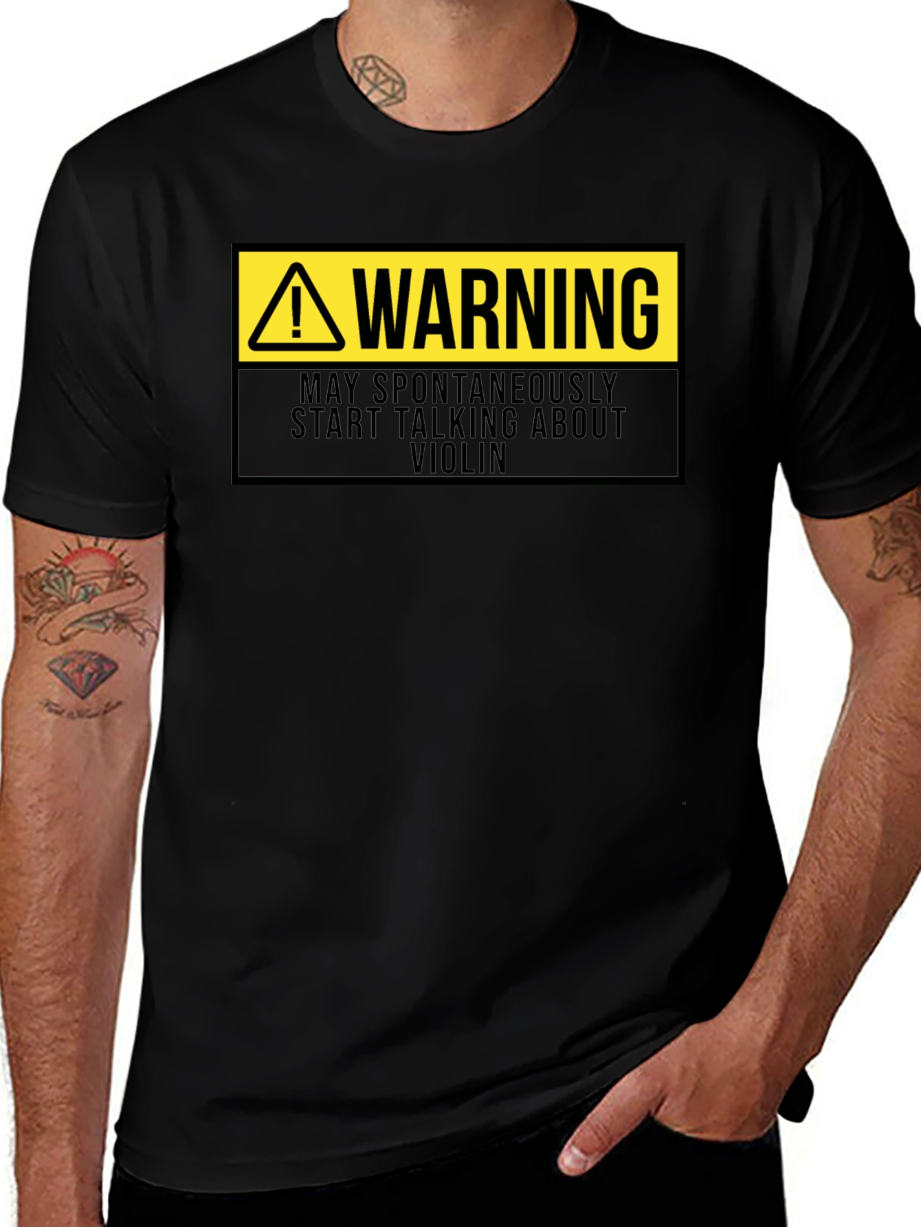 Camiseta Negra: Advertencia - Violín
