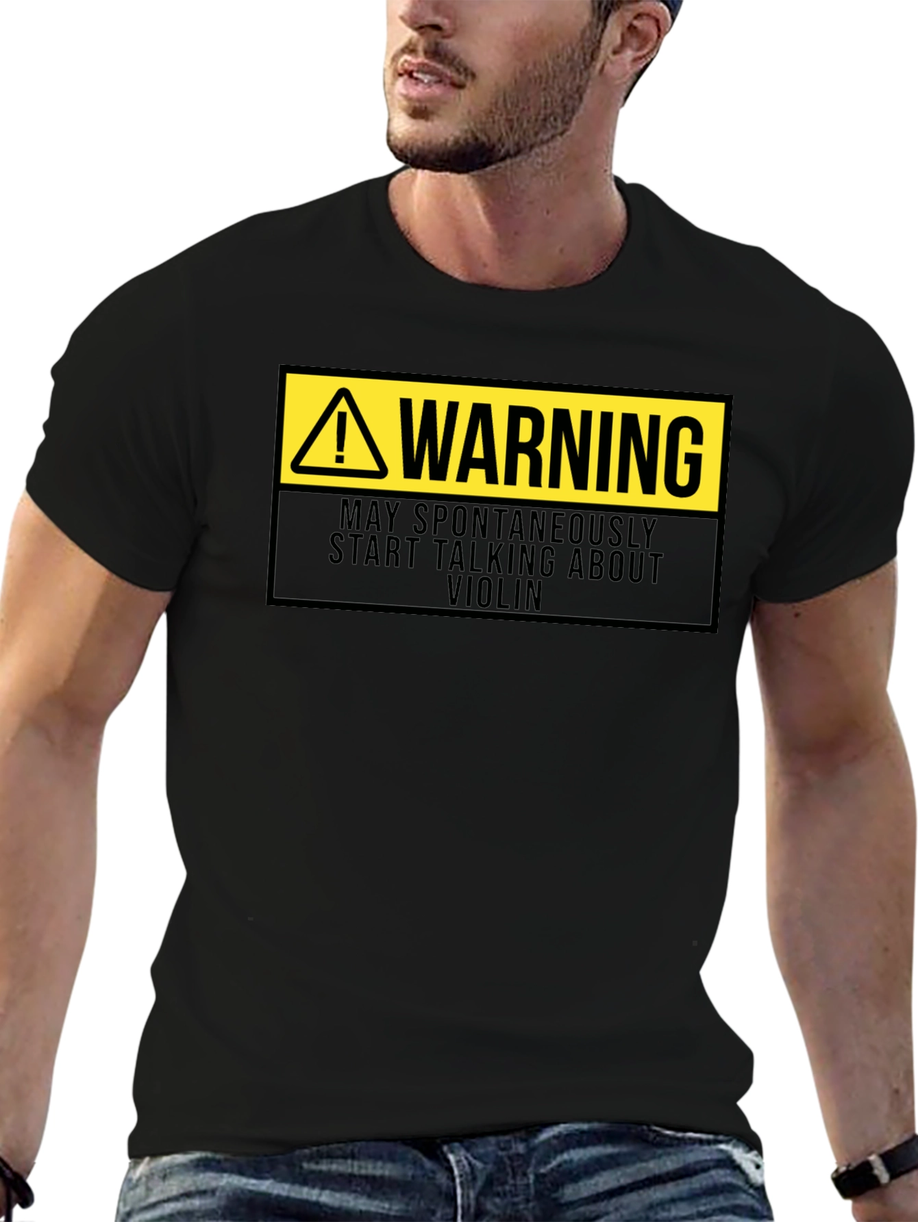 Camiseta Negra: Advertencia - Violín
