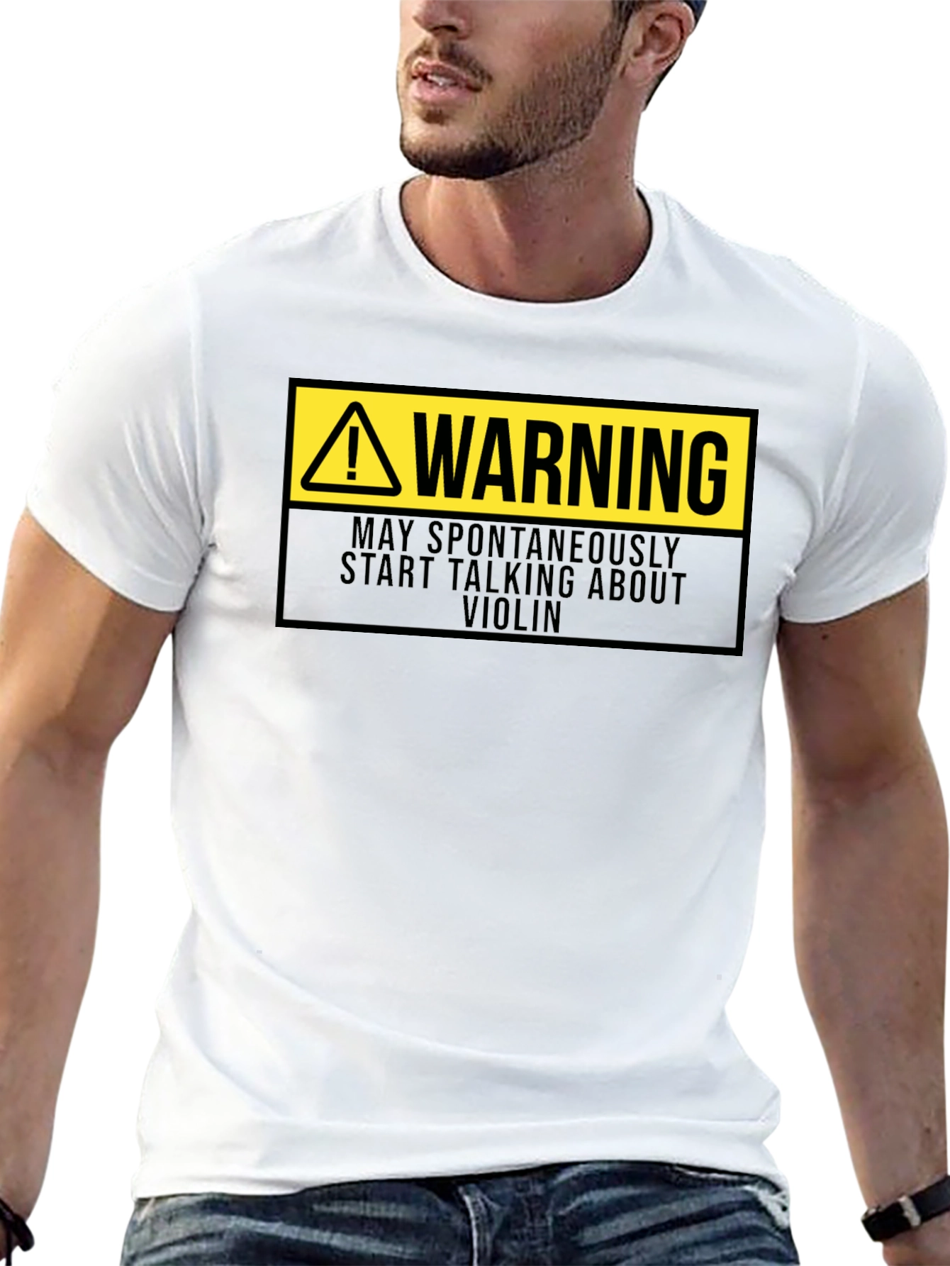 Camiseta Negra: Advertencia - Violín