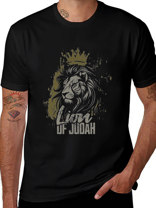 Camiseta Negra con Diseño de León de Judá