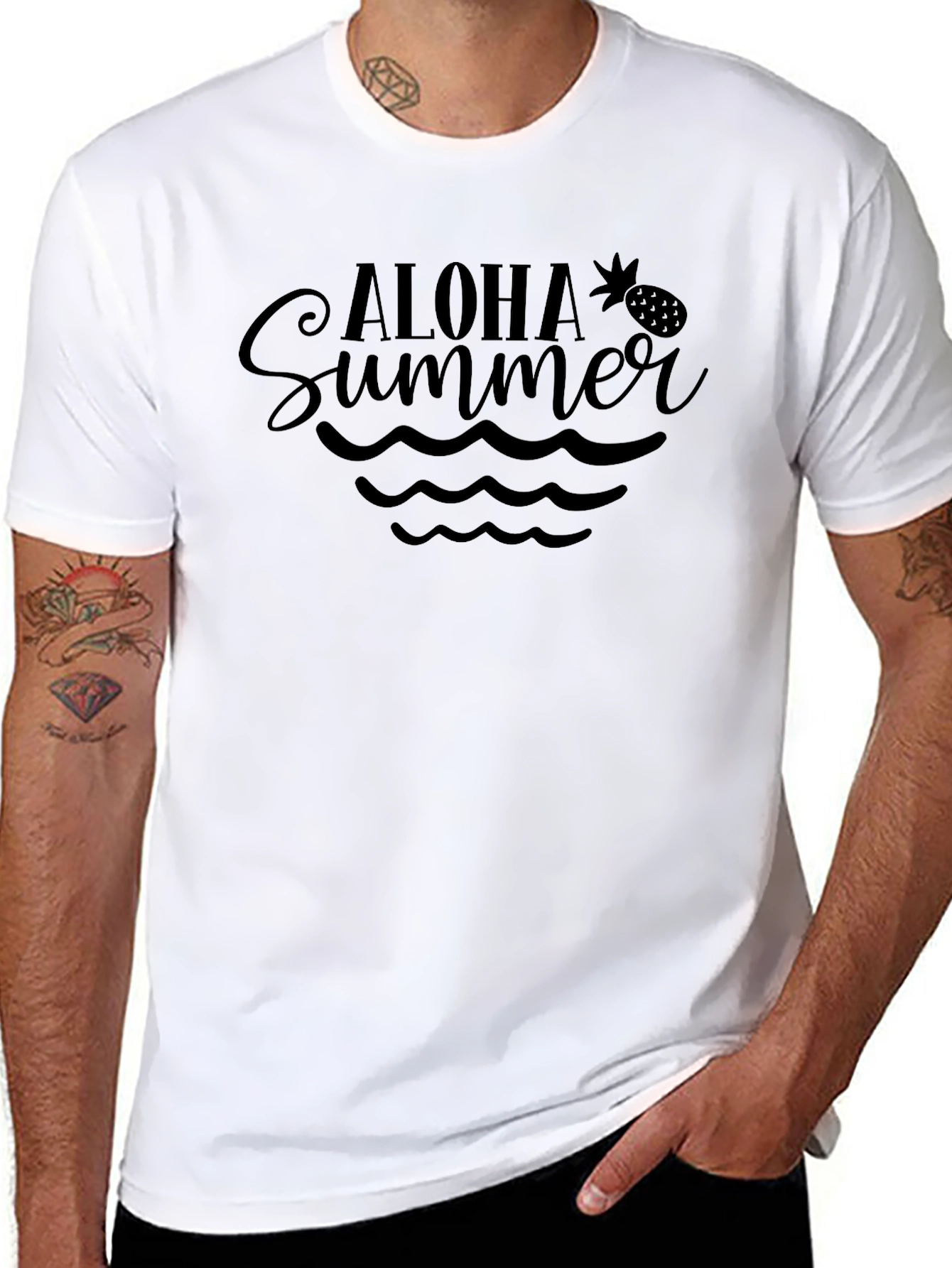 Camiseta Negra Aloha Summer para Hombre