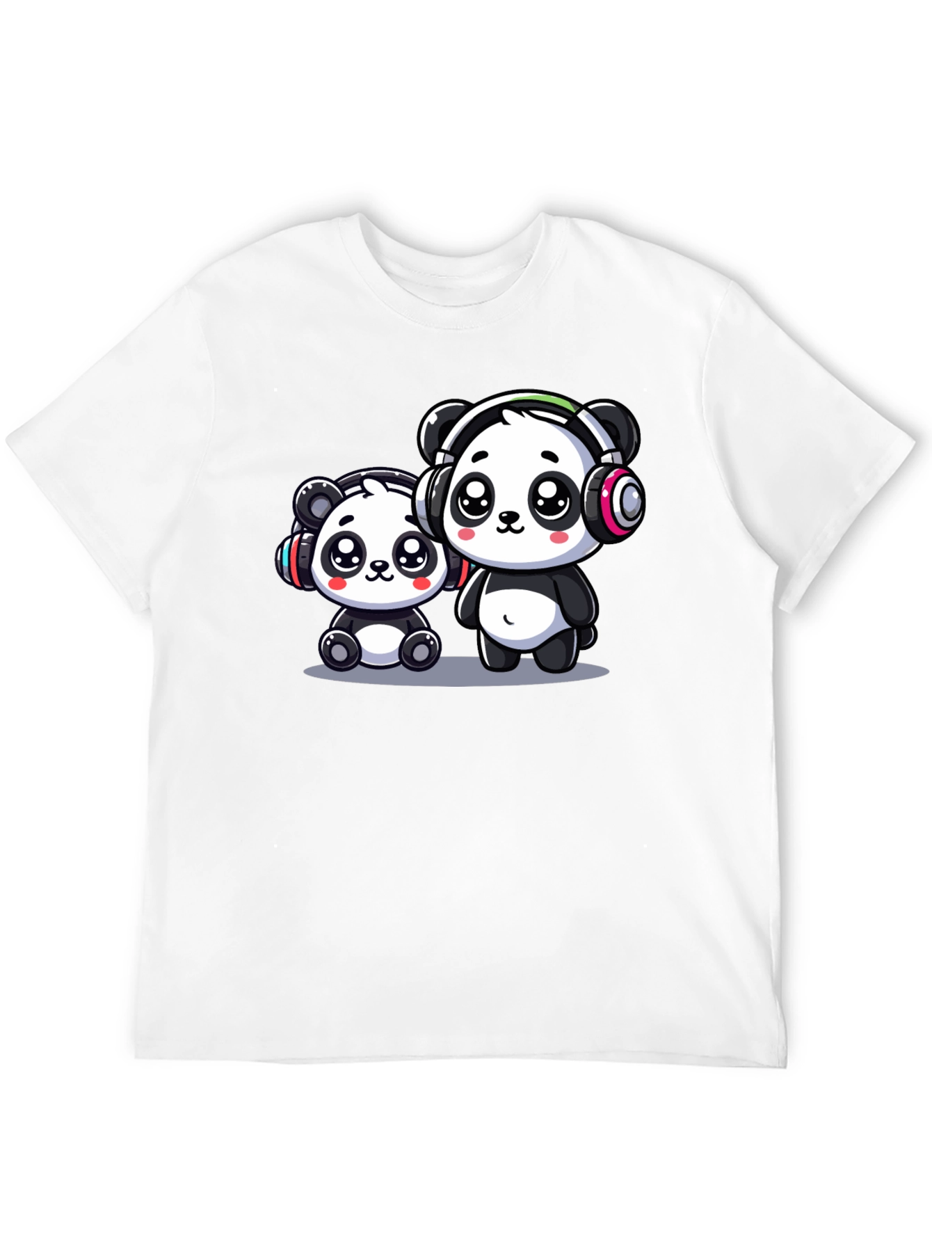 Camiseta Negra con Adorables Pandas Musicales