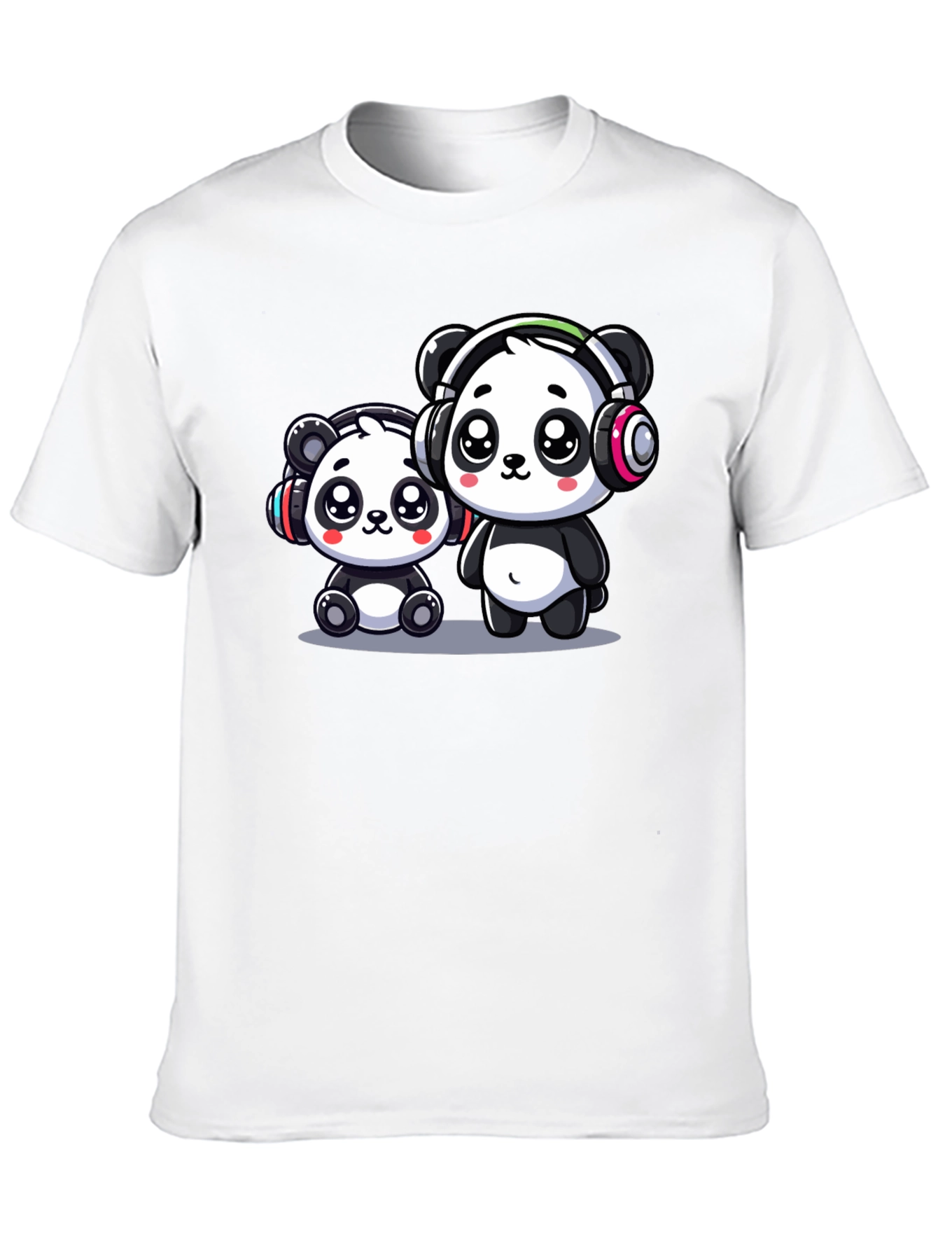 Camiseta Negra con Adorables Pandas Musicales