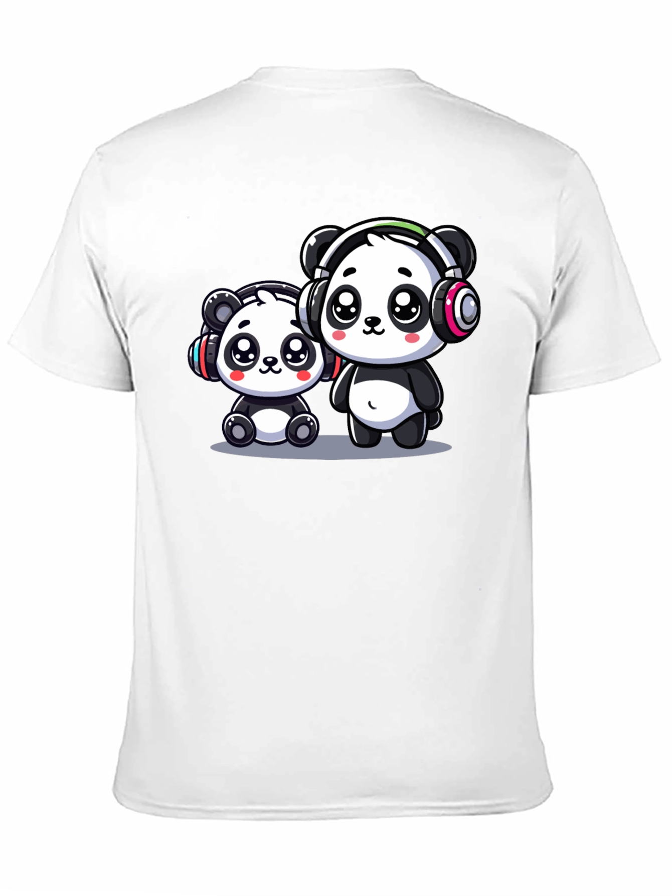 Camiseta Negra con Adorables Pandas Musicales