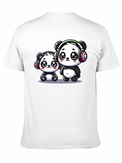 Camiseta Negra con Adorables Pandas Musicales