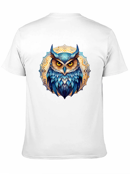 Camiseta Negra con Búho Mandala Azul
