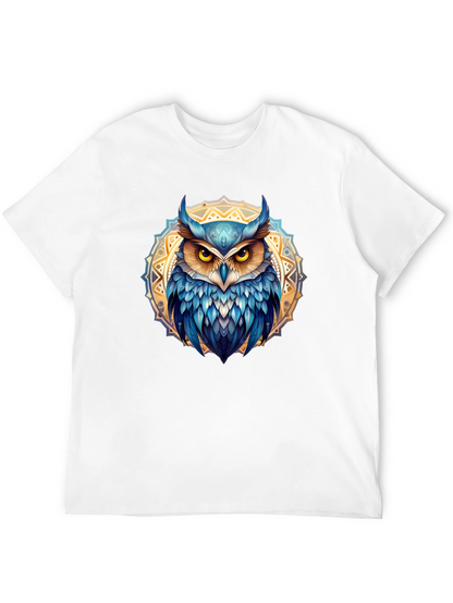 Camiseta Negra con Búho Mandala Azul