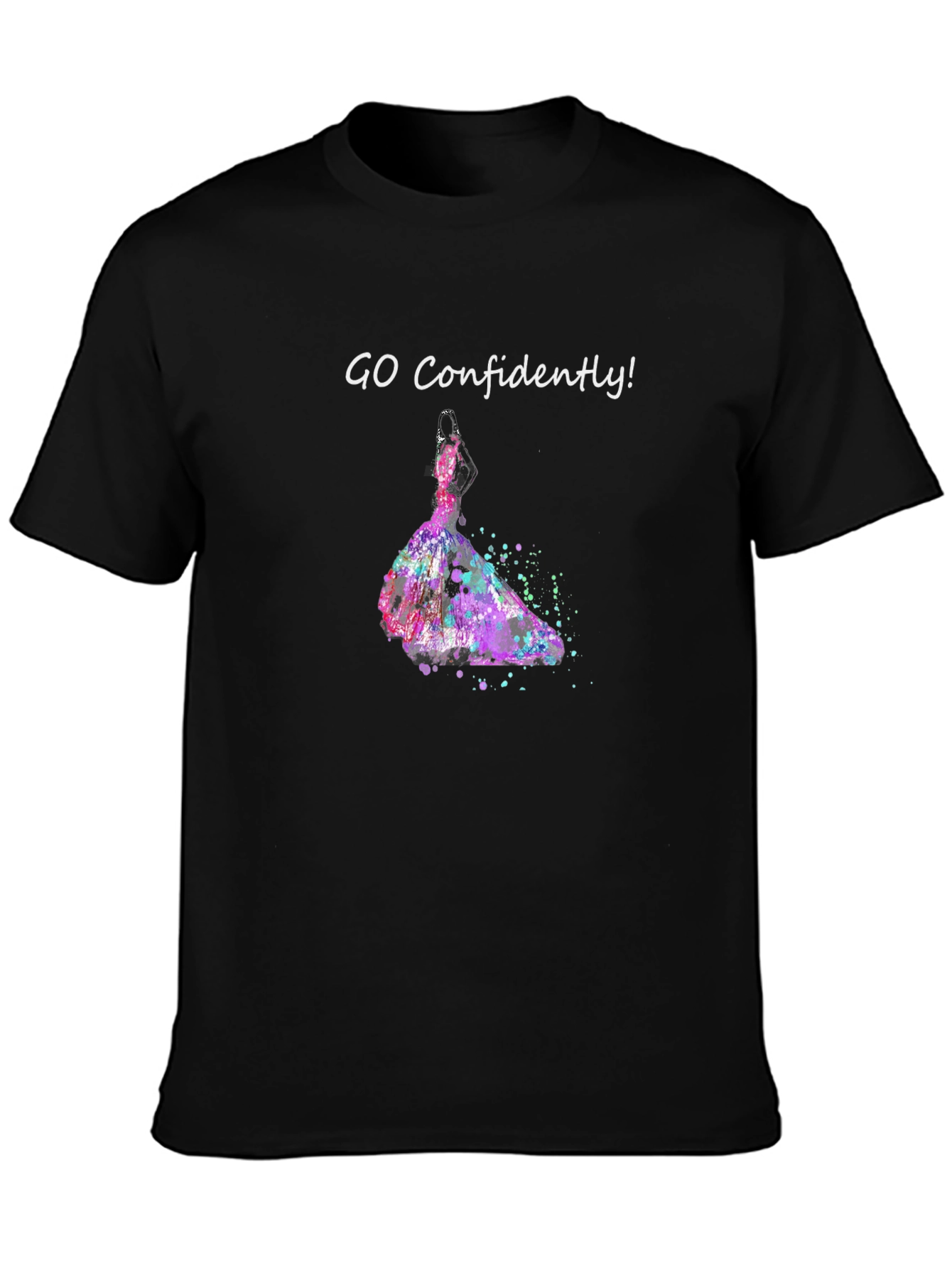 Camiseta Negra Ve Con Confianza Vestido Acuarela