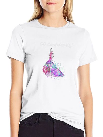 Camiseta Negra Ve Con Confianza Vestido Acuarela