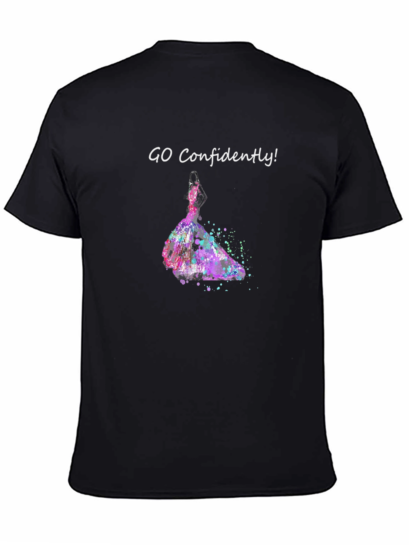 Camiseta Negra Ve Con Confianza Vestido Acuarela