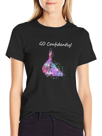 Camiseta Negra Ve Con Confianza Vestido Acuarela